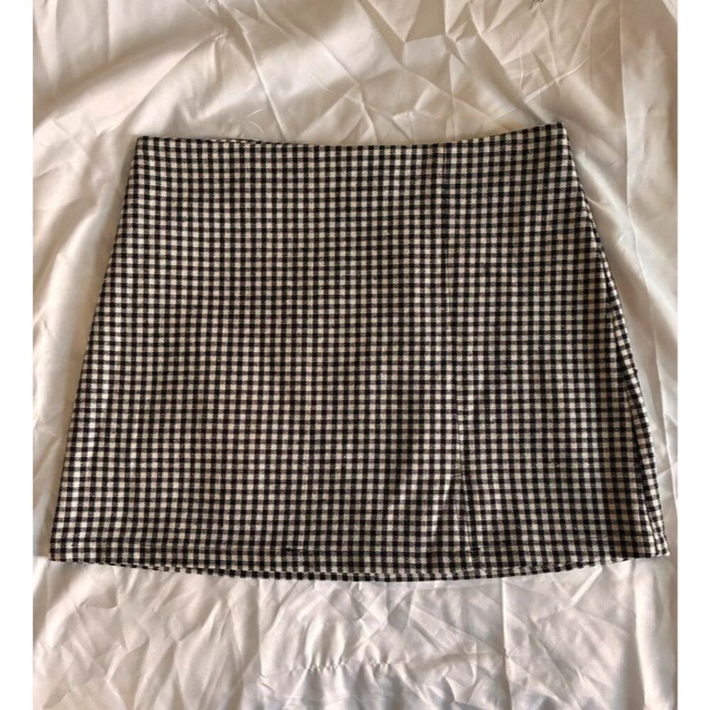 Copper Key Black & White Checked Mini Skirt Size L